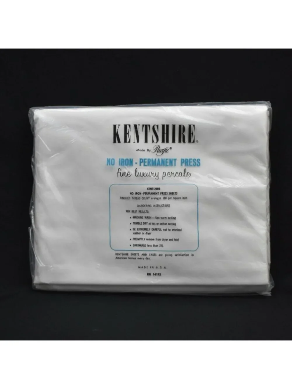 Vintage Pacific Kentshire White Full Flat Sheet Percale NOS Made in USA 81